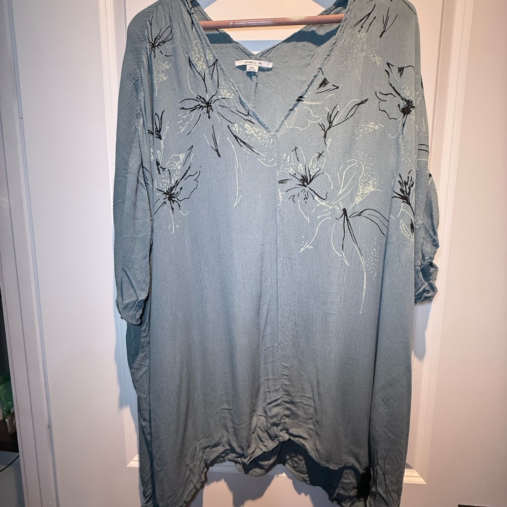 Floral V-Neck Women’s Top - Blue